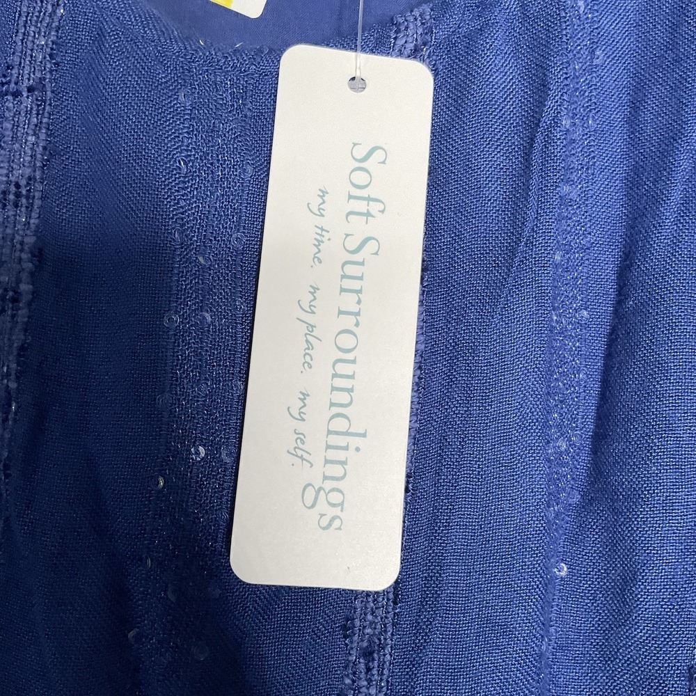NWT Soft Surroundings Kara Shimmer Tiered Maxi Dress Large Blue Women Woven Boho - Picture 10 of 13